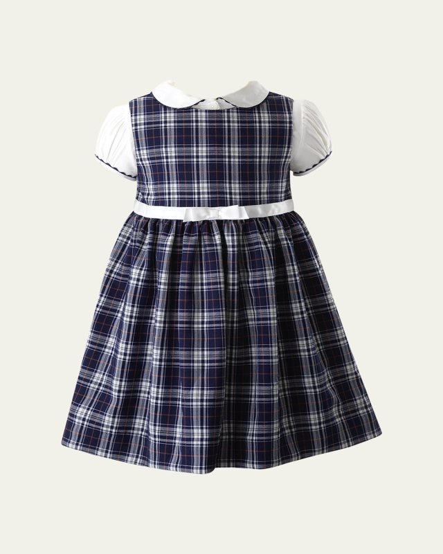 Girl's Check-Print Pinafore Set, Size 2-10